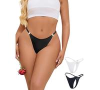 sunshinelady Women's G-Strings Thongs Cheeky Womens Underwear Seamless Knickers for Women T Back Panties Plus Size Rhinestones Thong Soft Low Rise Briefs XXL 2PC