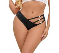 sunshinelady Women's Seamless Underwear No Show Knickers Panties Hollow Out Rhinestone Decorated High Waist Pants Comfortable Stretch Black XL