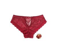 sunshinelady Women's Sexy Lace Knickers Mesh Briefs Cheeky Panties Underwear Cotton Crotch Ladies French Brazilian Knickers for Women Breathable Hipster Burgundy Plus Size UK 12