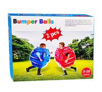 SUNSHINEMALL 2PC Sumo Balls, Inflatable Body Sumo Balls Bopper Toys for Kids 26" - Heavy Duty PVC Vinyl Suits for Grassland or Other Outdoors Play (2PC Blue+Pink 26inch)