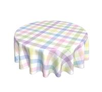 Sunshineyan Easter Tablecloth 60 Inch Round, Watercolor Colorful Buffalo Check Plaid Tablecloths Tablecloths Polyester Spring Bunny Table Cloth for Holiday Parties Kitchen Dining Indoor Outdoor