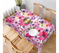 Sunshineyan Spring Floral Tablecloth 60 x 84 Inch Rectangle, Spring Summer Watercolor Flower Tablecloths Stain Resistance Polyester Floral Table Cloth for Parties Kitchen Dining Indoor Outdoor
