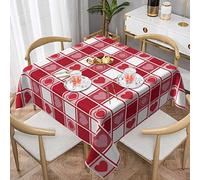 Sunshineyan Valentine's Day Tablecloth Square 54x54 Inch, Checked Love Hearts Valentines Tablecloths Stain Resistance Polyester Table Cloth for Parties Kitchen Dining Indoor Outdoor