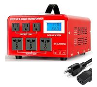 SUNSHUN 5000W Voltage Converter Transformer Heavy Duty Step Up/Down Transformer 220V to 110V, 110V to 220V Converter with 3 US and 3 Universal Outlets Sockets, LCD Display, Circuit Breaker Protection
