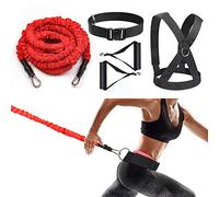 Sunsign Bungee Resistance Training Band Set, Long Resistance Band, Lateral Movement Sprint Overspeed Training, 16.4ft - Red