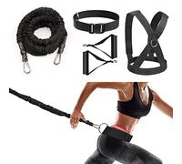 Sunsign Resistance Running Training Bungee Band, Bungee Resistance Cord Set, Long Resistance Band, Lateral Movement Sprint Overspeed Training Fitness for Fast, 9.8ft-Black