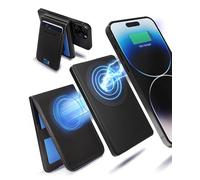 Sunslice Volta Magnetic Wallet with External Battery Magsafe - Male Card Holder with Adjustable Stand and Magnetic Powerbank, for iPhone 16/15/14/13/12 Pro Max/Plus, Black, Avec Powerbank Amovible,