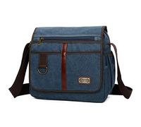 Sunsomen Canvas Messenger Bag Satchel Bag Crossbody Bag Shoulder Bag 14inch With Water Pocket, Blue, 14 inches