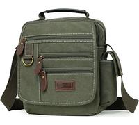 Sunsomen Canvas Shoulder Bag Small Messenger Crossbody Bag Work Bag Vintage Multi-function (Army green)