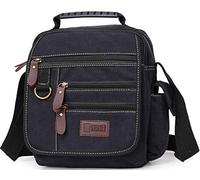 Sunsomen Canvas Shoulder Bag Small Messenger Crossbody Bag Work Bag Vintage Multi-function (Black)