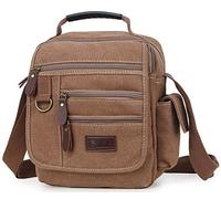 Sunsomen Canvas Shoulder Bag Small Messenger Crossbody Bag Work Bag Vintage Multi-Function (Coffee)