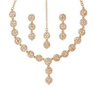 Sunsoul by Touchstone Indian Jewelry Sets for Women Gold Wedding Guest Necklace Set Bollywood Accessories Simple desi Jewellery Statement Pageant Bride Elegant Prom Rhinestone Necklaces