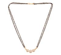 Sunsoul By Touchstone Traditional Indian Bollywood Studded Diamond Look Cubic Zirconia CZs Black Beads Symbolic Designer Jewelry Mangalsutra Pendant In Gold Tone For Women.
