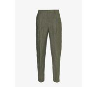 Sunspel Mens Light Khaki Single-pleat Regular-fit Tapered-leg Linen Trousers 30