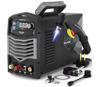 Sunstac Plasma Cutter, Non-Touch Pilot Arc 50Amps Non-High Frequency Plasma Cutting Machine with Large LCD Display 110/220V Dual Voltage IGBT Inverter 4/5 Inch Max Cut 2T/4T, for Beginners DIY