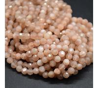 Sunstone in Peach Moonstone Gemstone Faceted Round Beads - 4mm - 15''Strand, for Jewellery Making