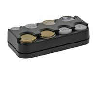 Sunstop Coin Box 8 for Euro Coins from 1 Cent to 2 Euro with Spring Edition, Designed in Germany, Black, Self-Adhesive
