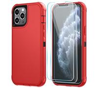 SunStory Compatible with iPhone 11 Pro Case with HD Screen Protector, 3-Layer Heavy Duty Full-Body Cover,3 in 1 Hybrid Protective Case for iPhone 11 Pro 5.8" ,Red