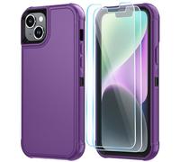 SunStory Compatible with iPhone 12 Mini / 13 Mini Case with HD Screen Protector, 3-Layer Heavy Duty Full-Body Cover,3 in 1 Hybrid Protective Case for iPhone 12 Mini / 13 Mini 5.4", Purple