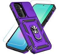 SunStory Compatible with Samsung Galaxy A27 5G Case with HD Screen Protector & Slide Camera Cover & Rotated Ring Kickstand,[Shockproof] Dual Layers Phone Case for Galaxy A27,Purple