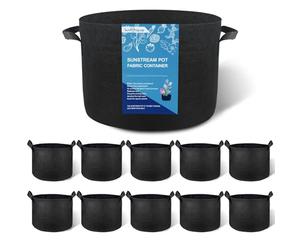 SunStream 10-Pack 7 Gallon 27L Heavy Duty Thickened Nonwoven Fabric Pots Potato Grow Bags with Handles
