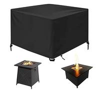 SUNSURE Square Fire Pit Cover 45x45x25 Inch Outdoor Patio Waterproof Gas Fire Pit Cover All Weather Resistant Heavy Duty Fire Pit Table Cover - Black (45x45x25in)