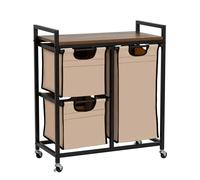 Suntage Laundry Basket Organizer - Hampers with 3 Compartments, Sliding Laundry Sorter Bags, Top Storage Shelf, Metal Frame
