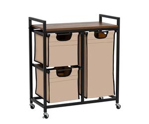 Suntage Laundry Basket Organizer - Hampers with 3 Compartments, Sliding Laundry Sorter Bags, Top Storage Shelf, Metal Frame