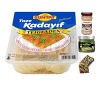 SUNTAT Kadaifi Pastry Threads Fresh Kadayif Turkish style dessert to use famous dubai chocolate Kataifi 400 Gram by Anthap Pistachio Cream 30% Pistachio + Tahini 300 Gram [ Fresh Guarantee ]