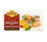 Suntat Turkish Delight Mixed Flavour 400g - Authentic Lokum Assortment - Premium Halal Sweet Treats - Traditional Turkish Confectionery Gift Box