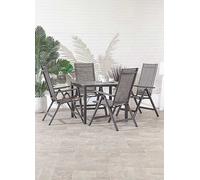 Suntime Adrano 90cm Table & 4 Recliner Chair Dining Set Grey