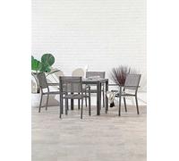 Suntime Adrano 90cm Table & 4 Stacking Chair Dining Set Grey