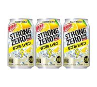Suntory -196℃ Strong Zero Sugar Free Sparkling Shōchū Highball (Chūhai) Spritzer 350ml 9% Alc./Vol - Double Lemon (Pack of 3)