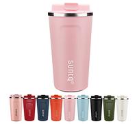 SUNTQ Coffee Travel Mug with Leakproof Lid - Reusable Coffee Cups Travel - Thermal Mug Insulated Cup - Coffee Travel Cup Stainless Steel - for Hot and Cold Drinks, 18oz/510ml, Blush Pink