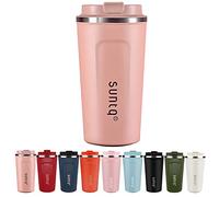 SUNTQ Coffee Travel Mug with Leakproof Lid - Reusable Coffee Cups Travel - Thermal Mug Insulated Cup - Coffee Travel Cup Stainless Steel - for Hot and Cold Drinks, 18oz/510ml, Coral Pink