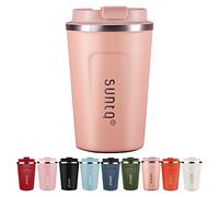 SUNTQ Reusable Coffee Cups Travel - Coffee Travel Mug with Leakproof Lid - Insulated Cup Thermal Mug - Stainless Steel Coffee Travel Cup - for Hot and Cold Drinks, 13oz/380ml, Coral Pink