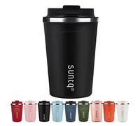 SUNTQ Reusable Coffee Cups Travel - Coffee Travel Mug with Leakproof Lid - Thermal Mug Insulated Cup - Stainless Steel Coffee Travel Cup - for Hot and Cold Drinks, 13oz/380ml, Black