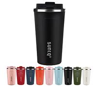 SUNTQ Reusable Coffee Cups Travel - Coffee Travel Mug with Leakproof Lid - Thermal Mug Insulated Cup - Stainless Steel Coffee Travel Cup - for Hot and Cold Drinks, 18oz/510ml, Black