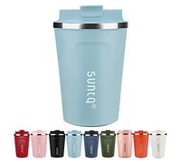 SUNTQ Reusable Coffee Cups Travel - Coffee Travel Mug with Leakproof Lid - Thermal Mug Insulated Cup - Stainless Steel Coffee Travel Cup - for Hot and Cold Drinks, 13oz/380ml, Sky Blue