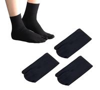 SUNTRADE 3 Pair Women Japan Tabi Socks, Split 2 Toe Sandals Thin Breathable Crew Ankle Socks for Athletic Summer Run Spring, Black, One size