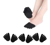 SUNTRADE 3 Pairs Toe Topper Socks No Show Liner Socks Women Finger Half Socks Non Slip Invisible Separated Socks for High Heels Sandals Sling back (Standard, blackx3)
