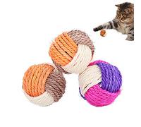 SUNTRADE 3Pcs Cat Toy Sisal Ball Pet Scratching Ball Chew Eco-Friendly Toy Pets Interactive Toy Bite and Wear Resistant(Random Color)
