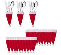 SUNTRADE Christmas Santa Hats Silverware Holders,Tableware Knife Fork Spoon Storage Bag,for Christmas Dinner Table,Set of 20