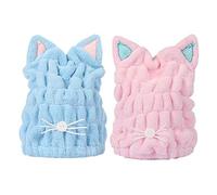 SUNTRADE Hair Drying Towels, Cute Bath Towel Wrap, Quick Drying Bath Cap for Women & Girls,Set of 2