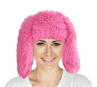 SUNTRADE Plush Bunny Beanie Hat with Long Ears, Winter Hat for Women (UK, Alpha, M, L, Rosered)