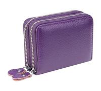 SunTrader Women's RFID Blocking Leather Zipper Wallet Purse Credit Card Case Holder (Purple)