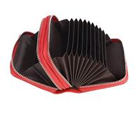 SunTrader Women's RFID Blocking Leather Zipper Wallet Purse Credit Card Case Holder (Red)