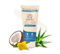 Suntribe Active Natural Mineral Sunscreen SPF 50-100 ml, Organic - 100% Natural & Reef Safe, Non-Nano Mineral UV-Filters, Very Water Resistant, Sweat Resistant - White Shimmer