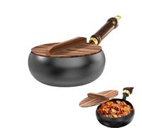 Suntuup Japanese Iron Pan, Japanese Iron Pan with Wooden Lid, Handmade Uncoated Non-Stick Pot Made, Stainless Steel Pot Uncoated for Natural Cooking, 24 Cm/28 Cm (24cm)
