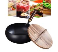 Suntuup Japanese Iron Pan, Uncoated Iron Pan - Cast Iron Skillet for All Stoves | Healthy Non-Stick Cooking Experience, Hand-Forged with Lid for Stir Fry, Frying & Grilling (Hammer Pattern 26cm)